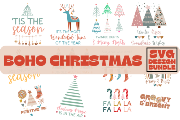 Download Boho Retro Christmas Bundle SVG PNG - Premium Resources